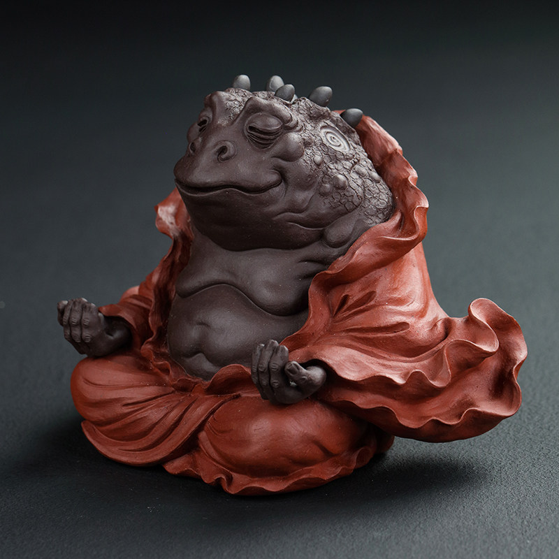 紫砂精品茶宠名家杨湛全手工金蟾禅心茶玩蟾仙茶道