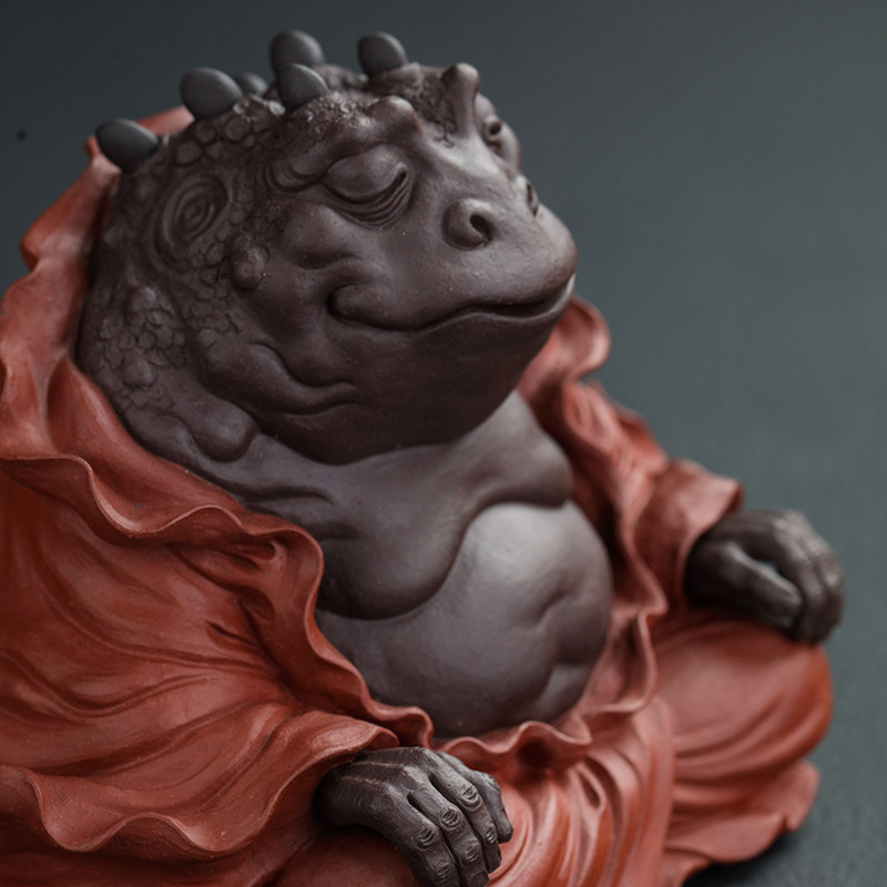 紫砂精品茶宠名家杨湛全手工金蟾禅心茶玩蟾仙茶道