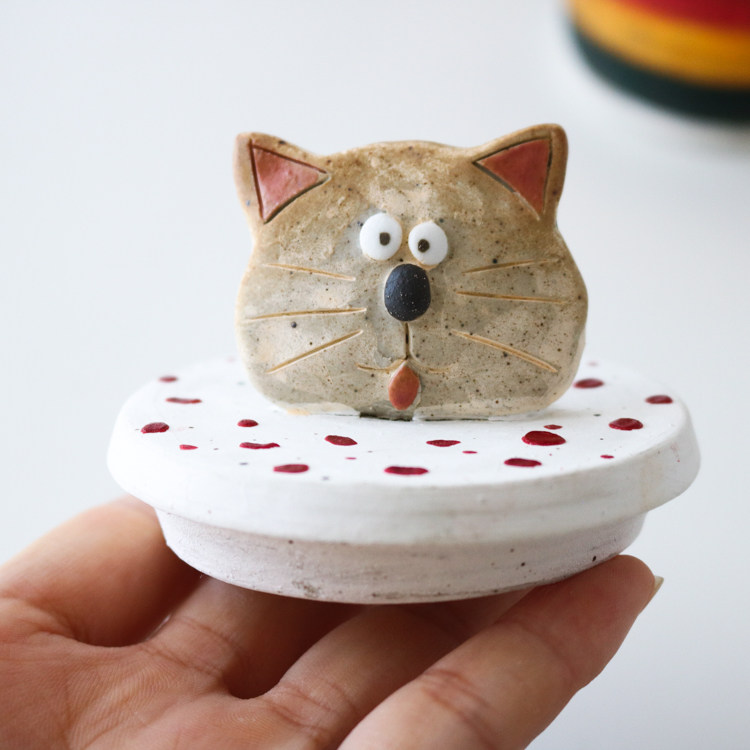 陶土w1962陶瓷手作设计师款手童话世界动物装饰摆件摆件