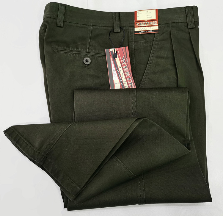 男裤西部宽松长裤休闲高腰中老年厚型双褶王冬季休闲裤