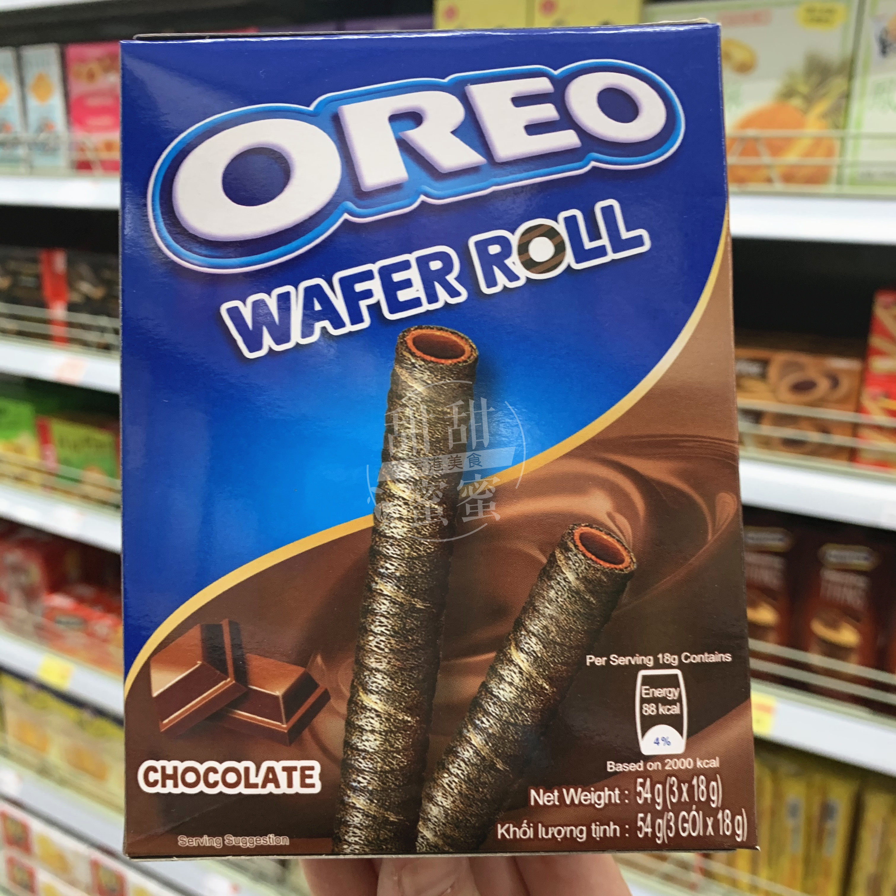 香港代购oreo奥利利奥waferroll卷心香草朱古力蛋卷饼干