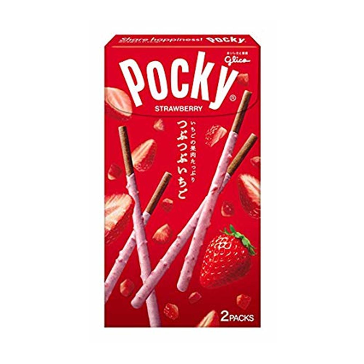 香港代购pocky固力果草莓味百奇巧克力饼干条零食75g