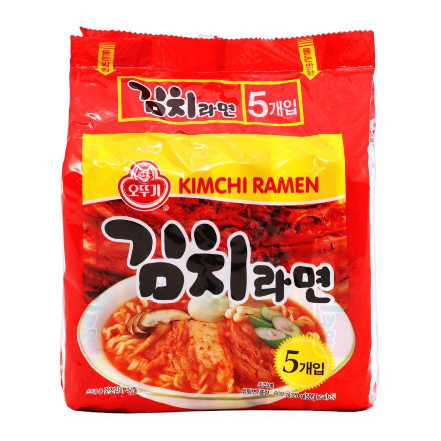 香港代购韩国进口ottogi不倒翁白菜泡菜拉面120gx5冲泡方便面