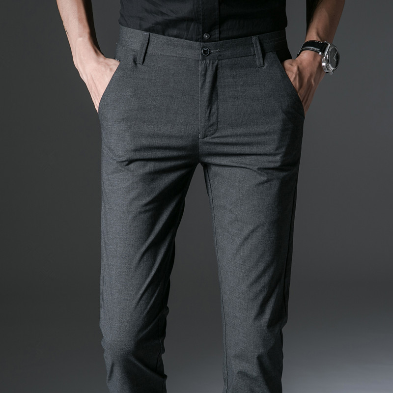 夏季薄款男裤子休闲裤男士商务直筒西裤春秋修身潮流小脚长裤英伦