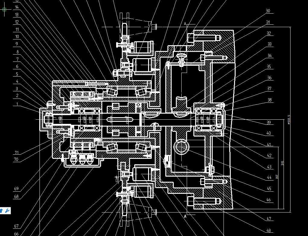 数控车中心主轴轴箱驱动刀架设计2d机械cad2d