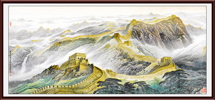 贴画客厅装饰画自粘壁画万里长城靠山办公室风水沙发现代装饰画