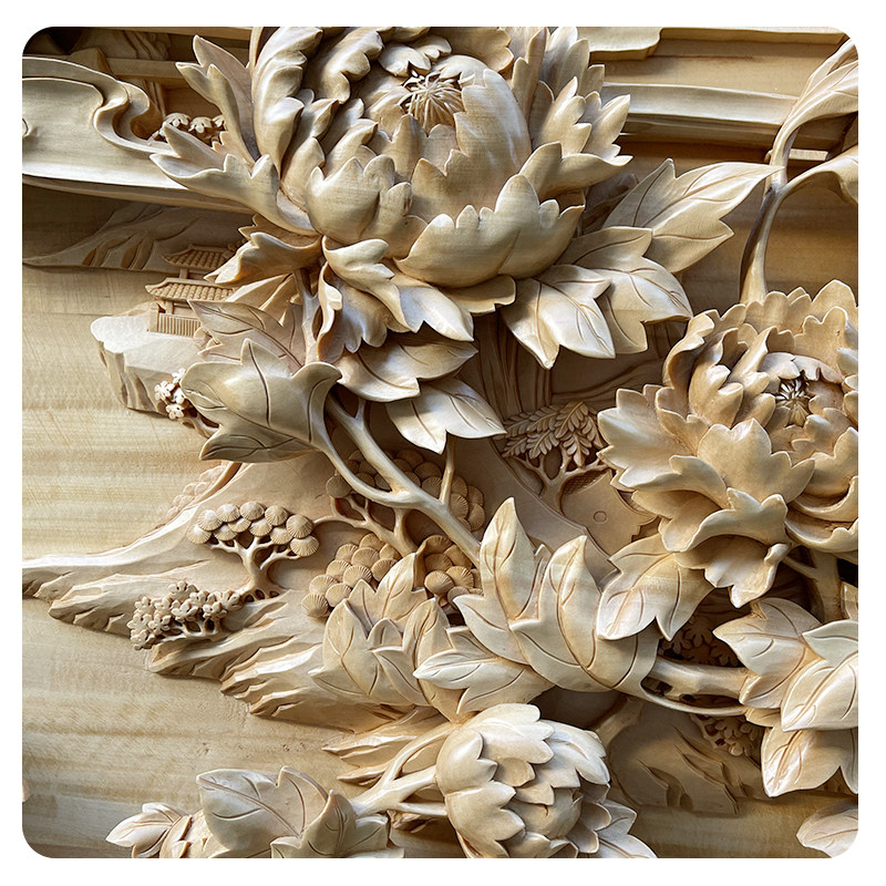 东阳木雕中式入户玄关实木浮雕圆形挂件明清木雕