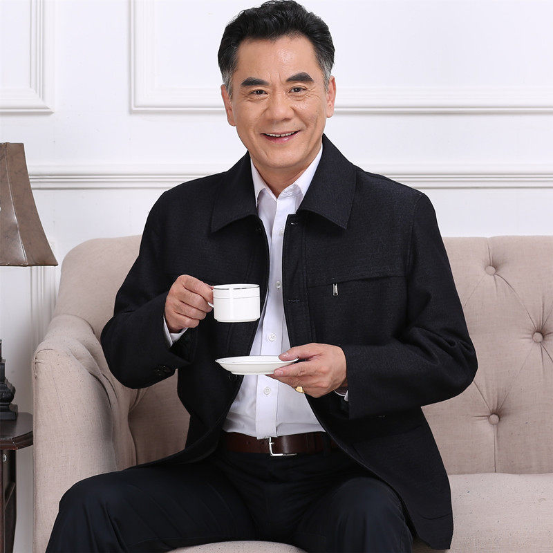 中老年人春装男装爸爸春秋外套607080岁爷爷老头老人夹克