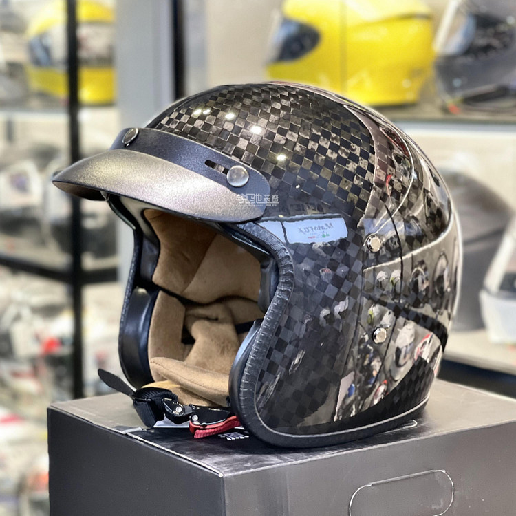 cfr碳纤维复古头盔男女冬季摩托车机车哈雷半盔摩托车头盔