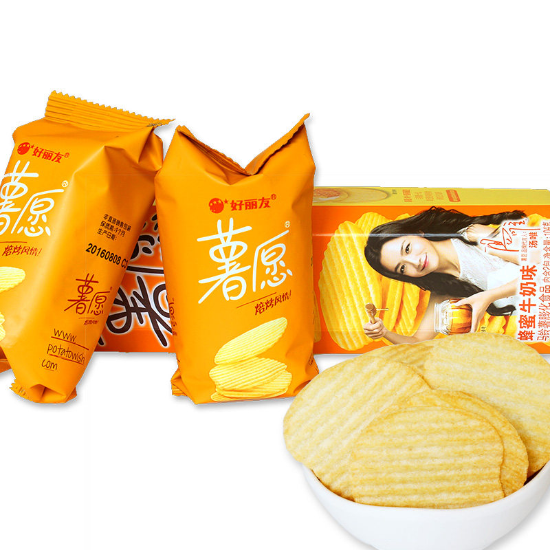 好丽友薯愿薯片104g多口口味非油炸薯片办公室休闲膨化食品