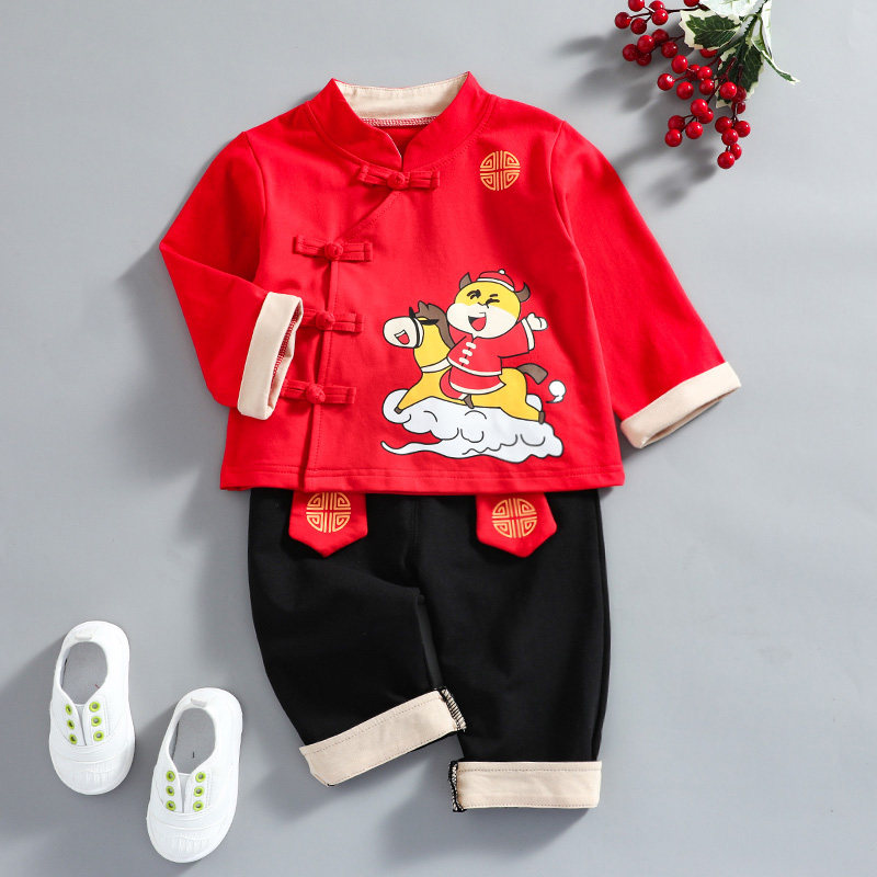 宝宝婴儿儿童唐装周岁抓周生日送礼手工盘扣汉服唐装