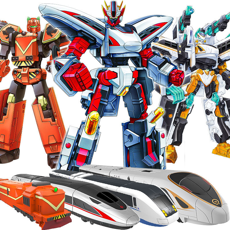 灵动创想列车超人火车动车模型和谐号复兴高铁变形电动