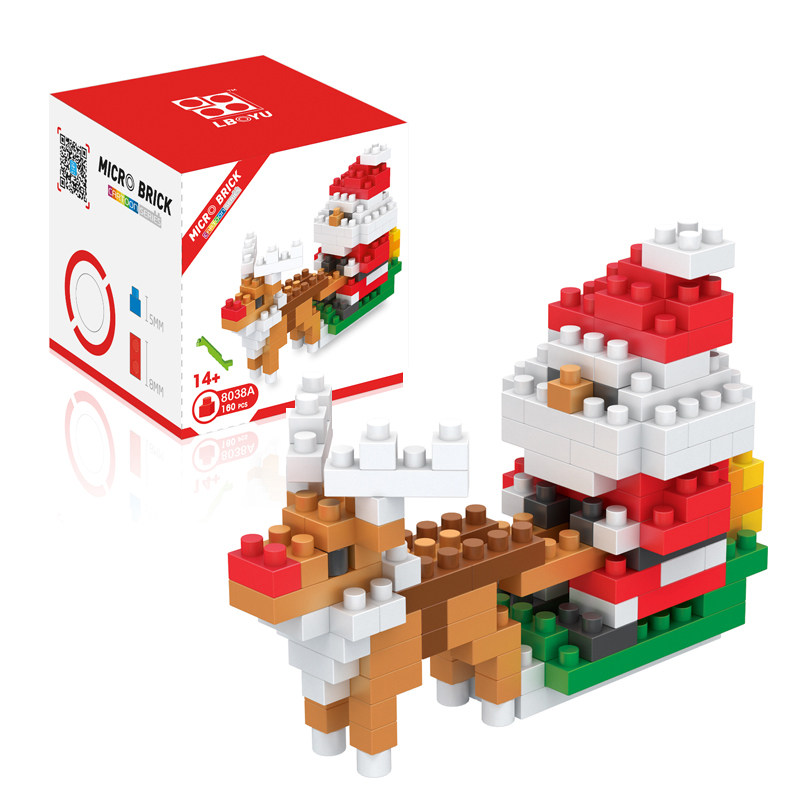 微小颗粒钻石匹配乐高圣诞系列圣诞老人男孩新年建构