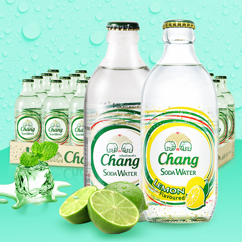 泰国进口大象苏打水无糖chang泰象健身气泡24瓶气泡水