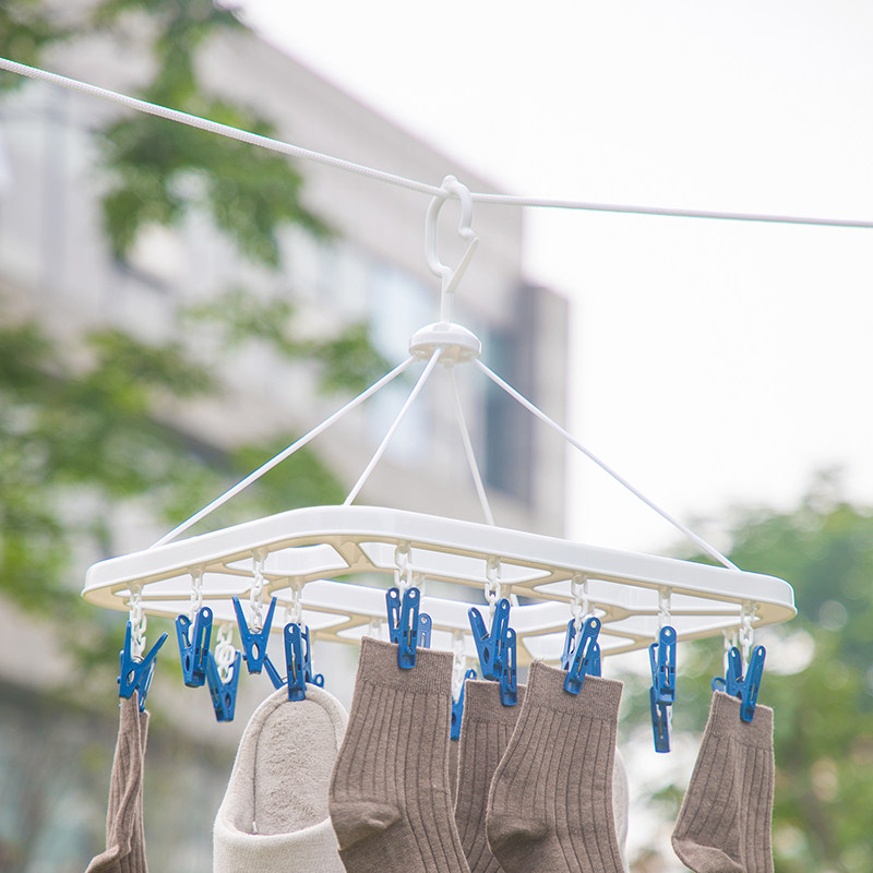 茶花家用晒袜架内衣内裤架晾袜子神器小夹子衣架多夹子多功能衣夹