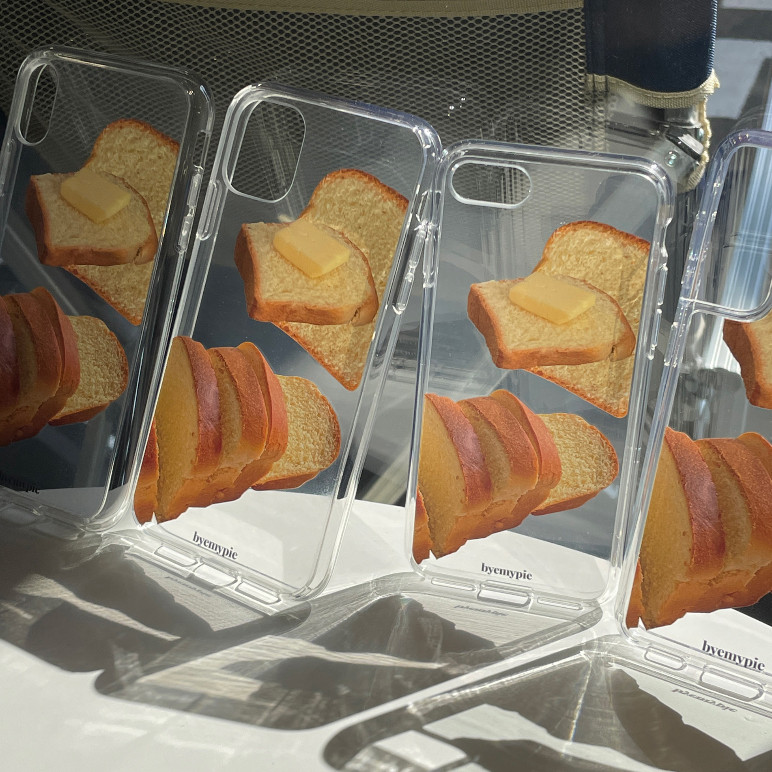 韩国byemypie正品代购butterbread黄油吐司面包透明手机保护套