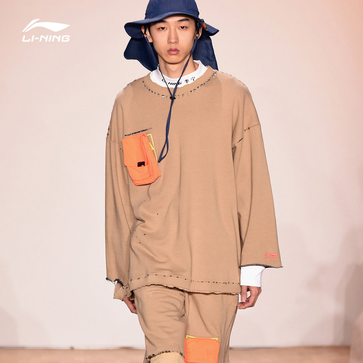 中国李宁纽约时装周走秀系列卫衣男士秋季套头运动卫衣