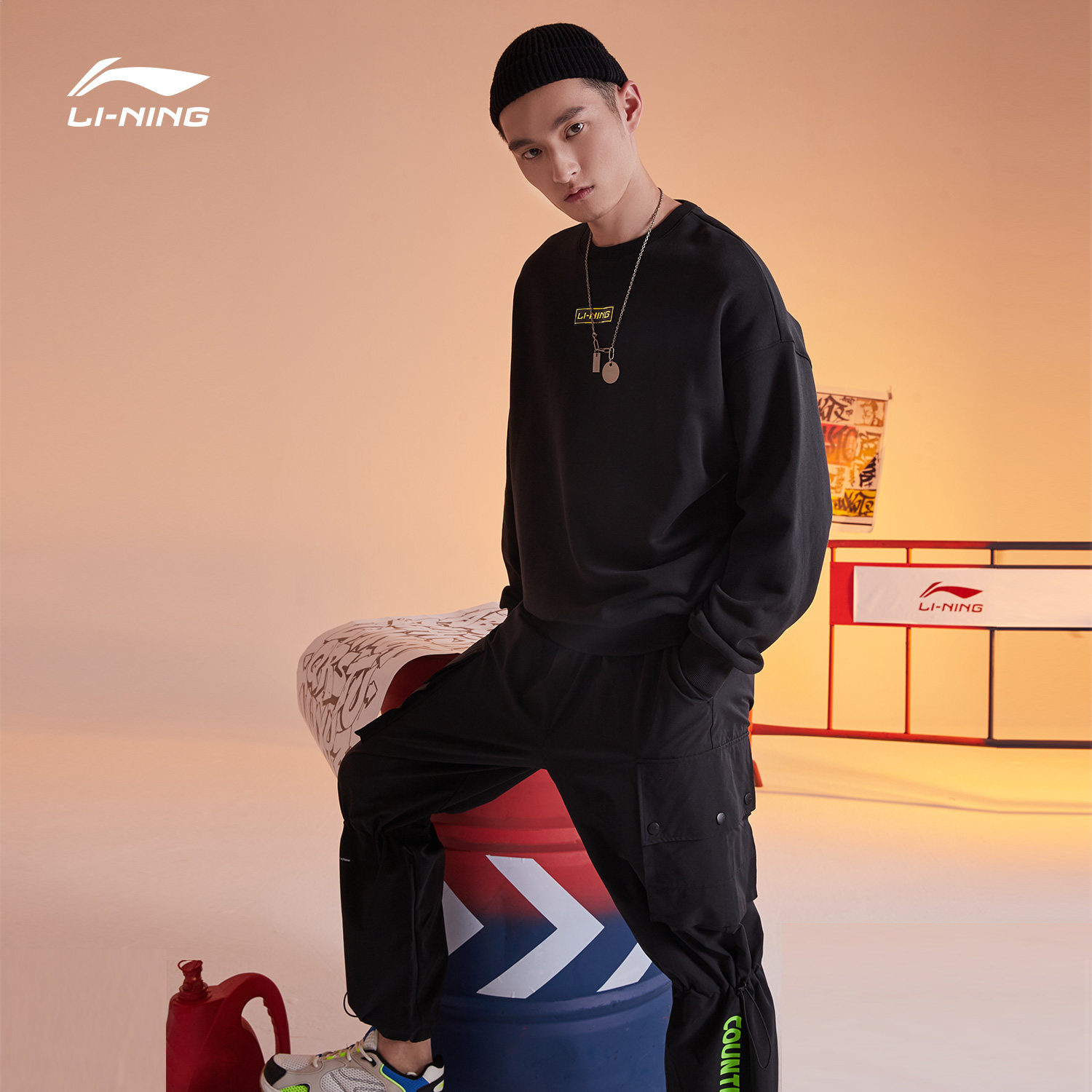 李宁卫衣男女官方2020秋冬情侣长袖logo加绒运动服