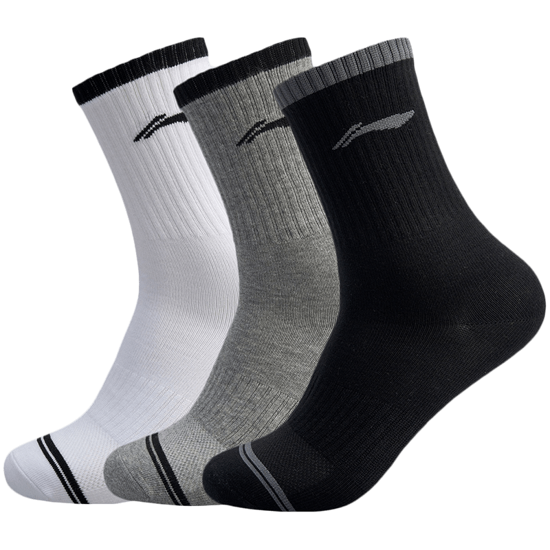 李宁中筒中长袜男士旗舰官网训练系列长袜六双装运动袜
