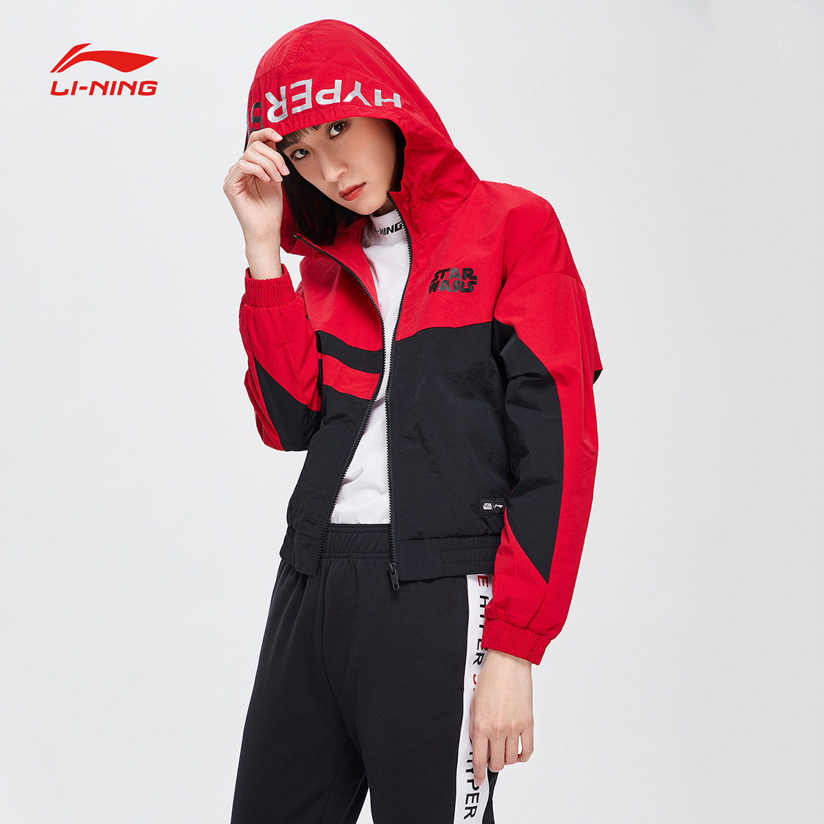 李宁星球大战联名系列风衣女士新款长袖防风服宽松夏季连帽外套