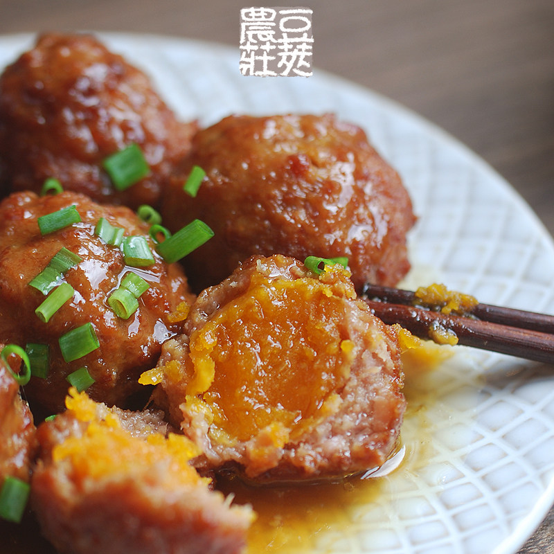 肉丸豆荚农庄咸蛋蛋黄200g狮子头猪肉即食肉丸