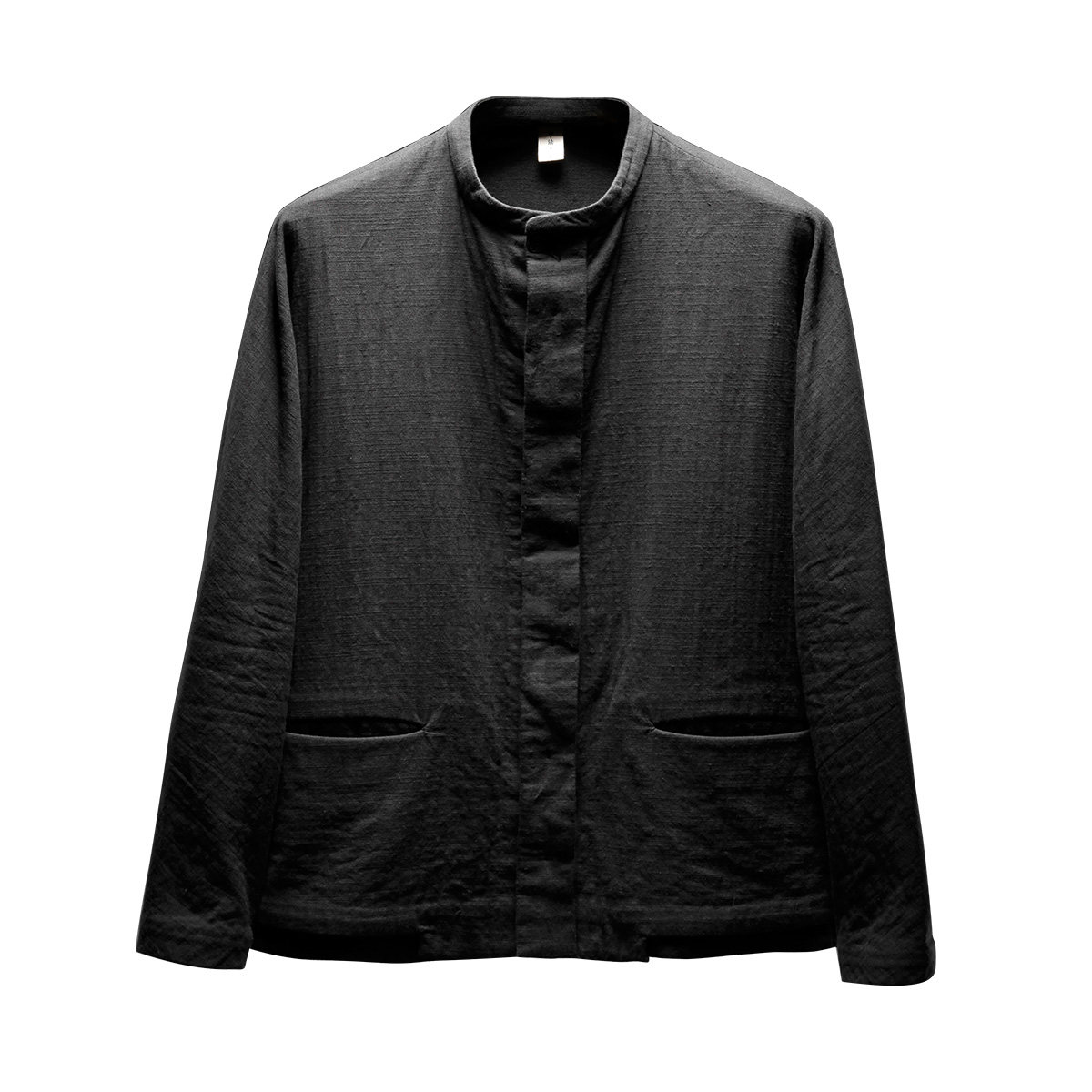 启法男装纯棉夹克衫男士短款休闲黑色外套男宽松中国风夹克男立领