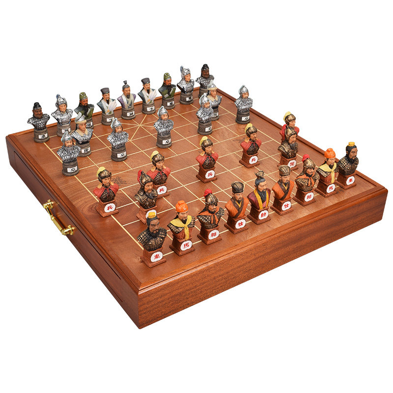 御圣中国象棋套装树脂立体象棋三国人物造型象棋棋子配木质象棋盘
