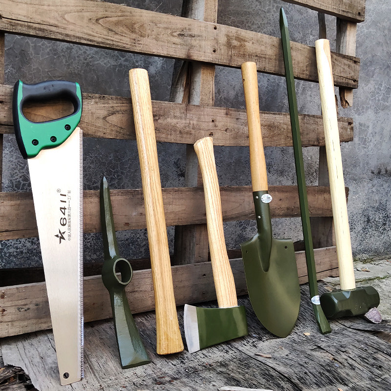 6411户外组合装备套装锹铲镐斧锯锤撬棍车载多功能组合工具