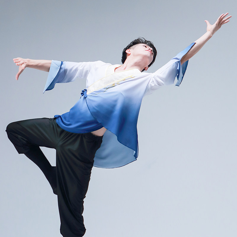 新款男款汉唐古典练功飘逸透气舞台演出服轻薄古典舞服