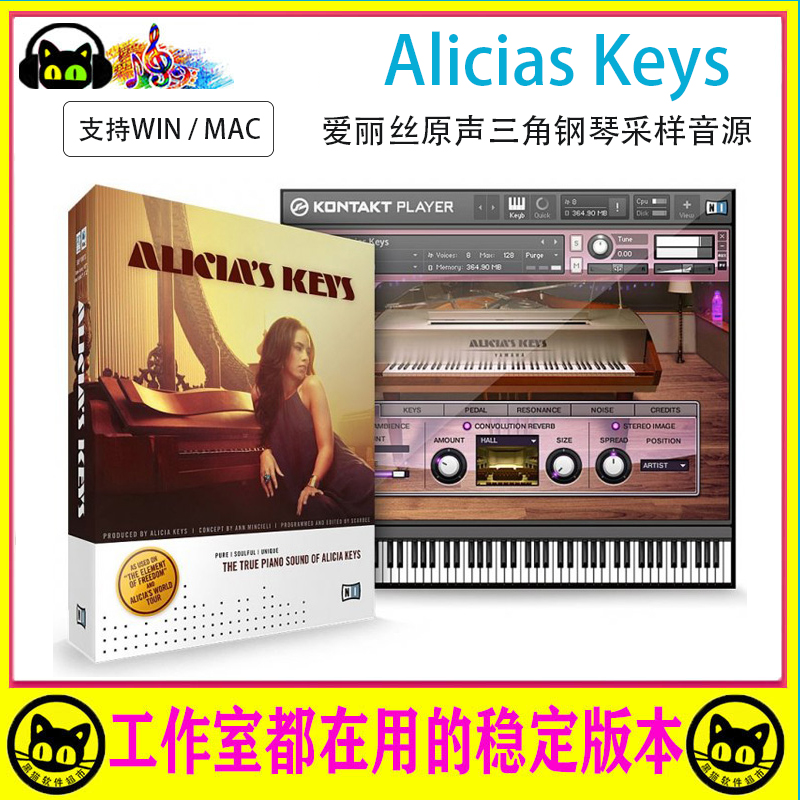经典aliciaskeys爱丽丝原声三角钢琴采样kontakt音色软音源