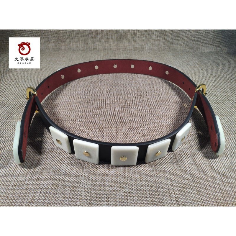 汉服革带大汉衣庄明制简版岫玉5方前7团双铊尾汉服定制