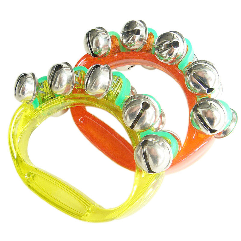 透明手摇串铃乐器塑料双排铃奥尔夫打击乐器幼儿园儿童早教玩具