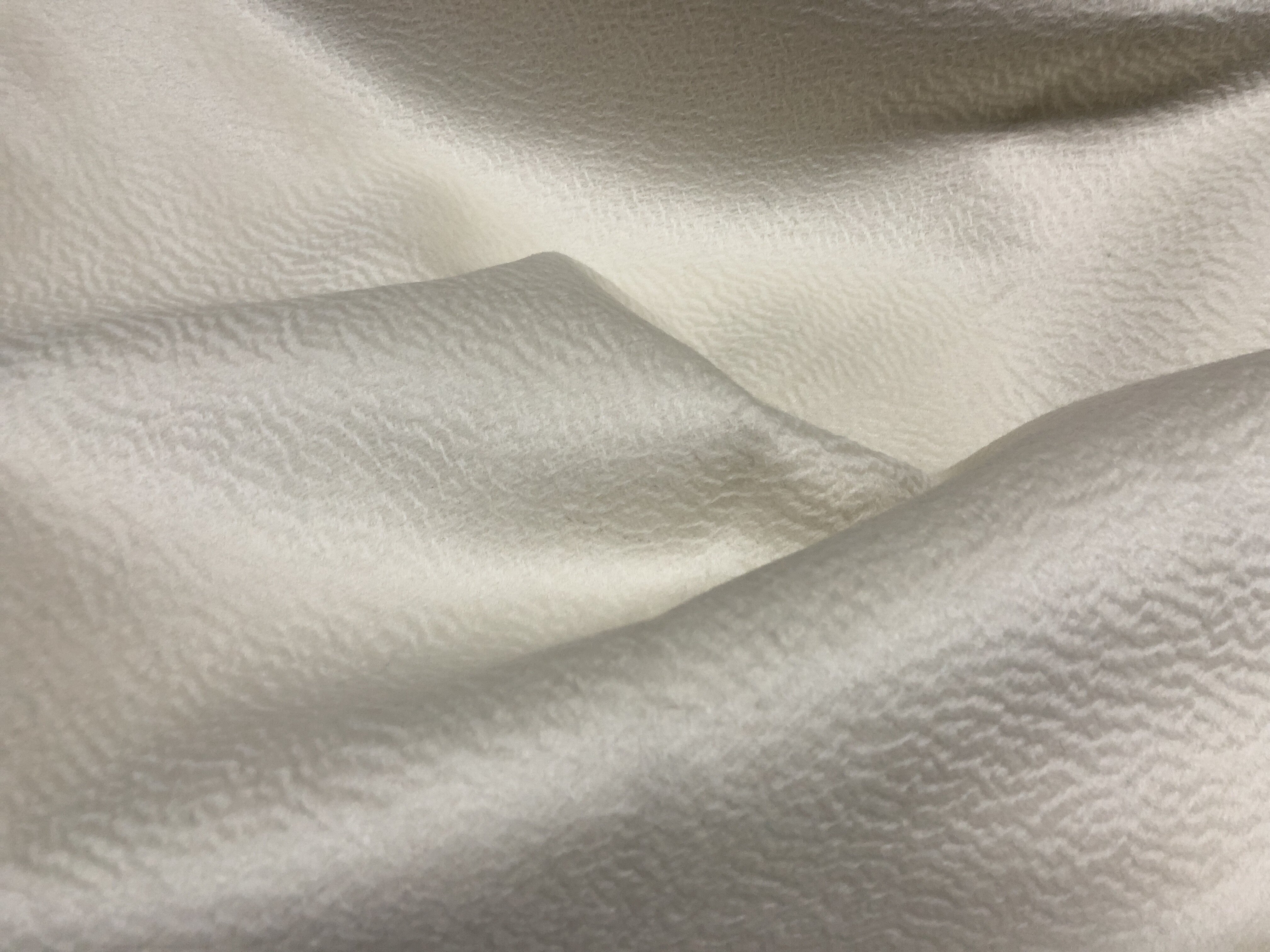 高品奶白色双面水波波纹羊绒大衣面料微光时装海绵垫
