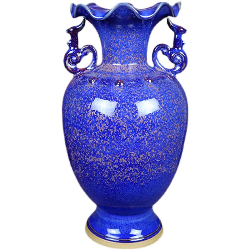 河南工艺品祥和摆件器钧插花蓝色陶瓷工艺钧瓷陶瓷花瓶