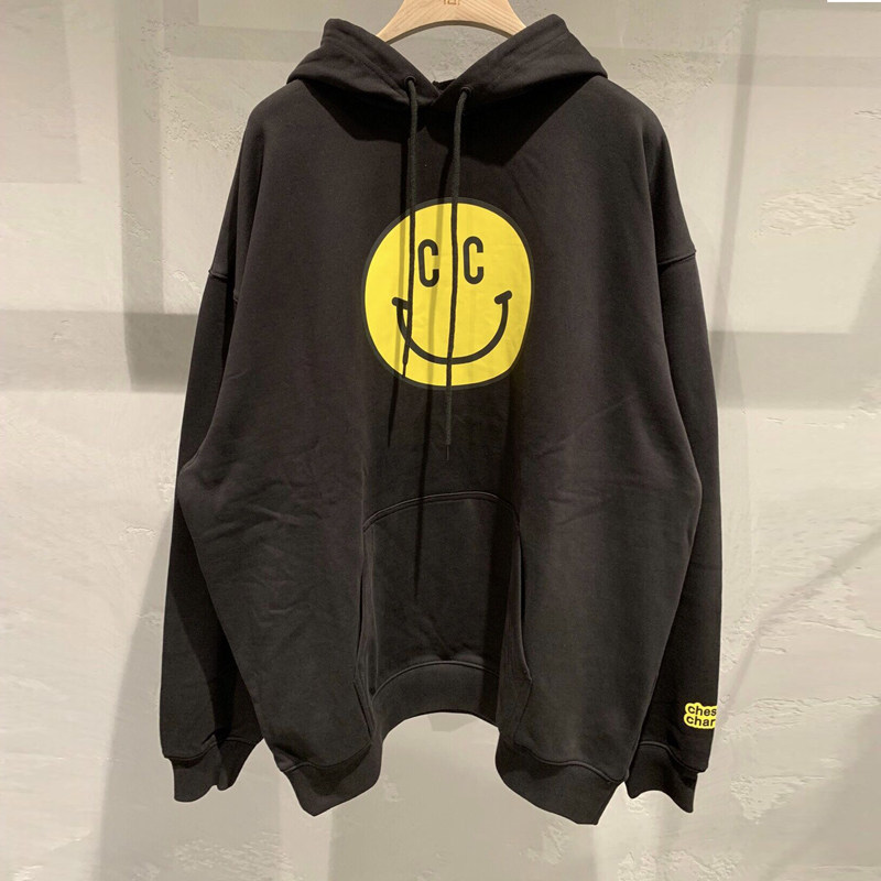 chestercharles新款卡通笑脸宽松女士连帽套头卫衣卫衣