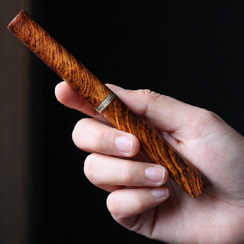茶刀海南黄花梨老料虎皮纹水波纹手工茶道用具木雕