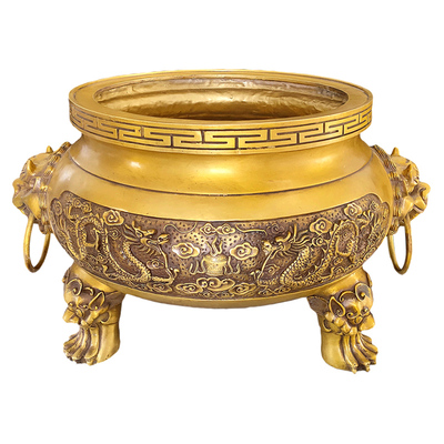家用香炉纯铜大号双龙关公龙香炉佛具祠堂佛堂寺庙全铜桌面居家装饰