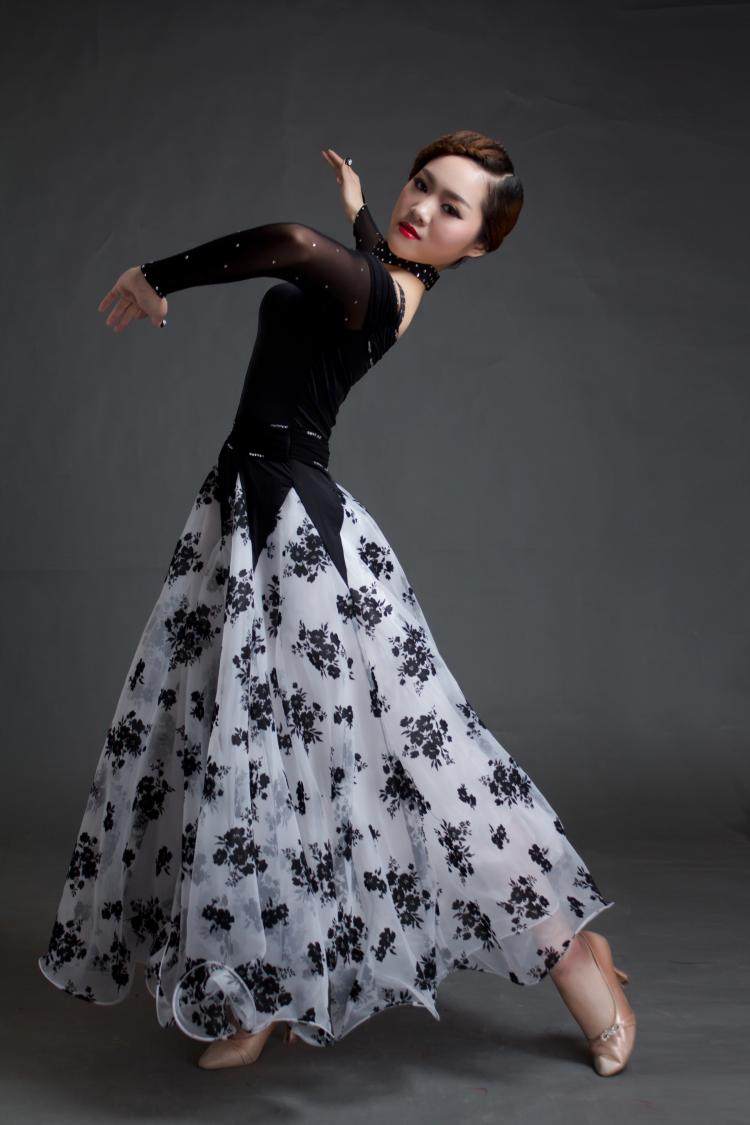 摩登舞裙新款国标舞交谊舞大摆连衣裙华尔兹舞蹈服比赛演出服定制