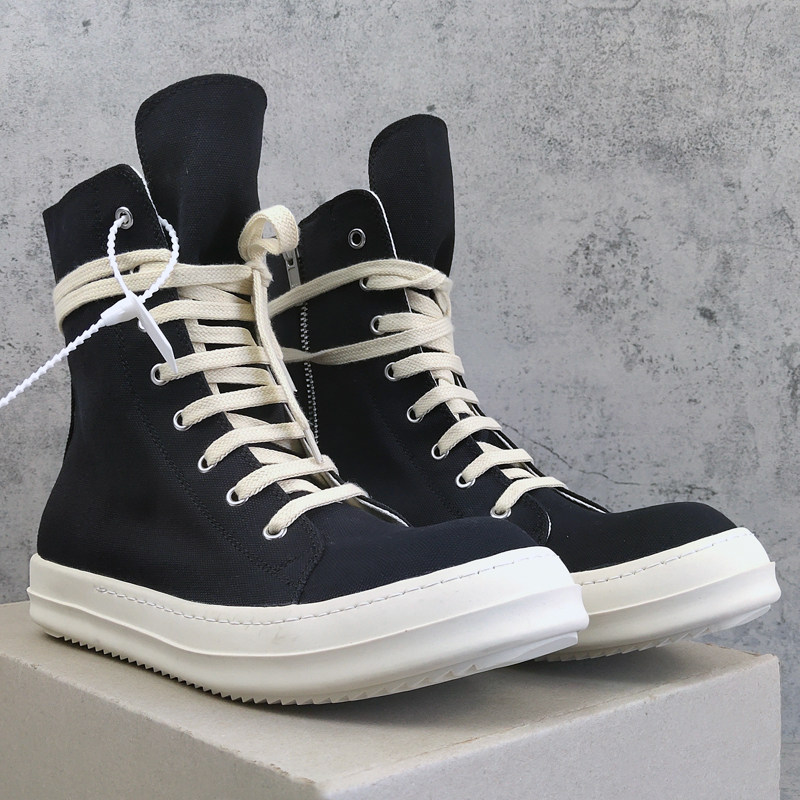 2020升级版ro高帮鞋秋冬透气帆布板鞋系带奶香高帮鞋