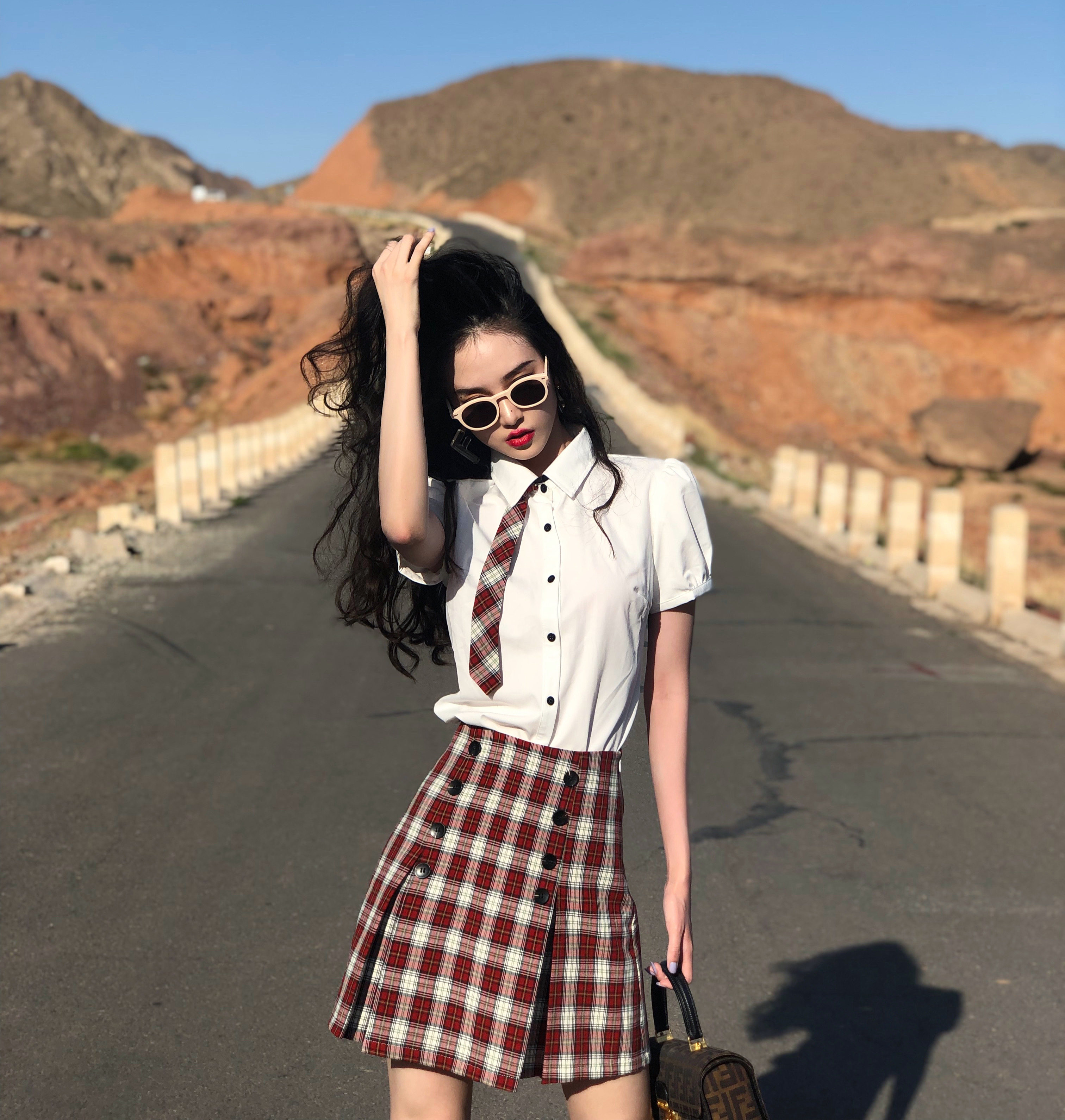 scarlett秋日日高自制美式高中校服辣妹长腿jk时尚套装