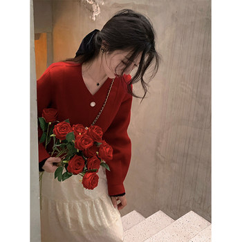 Yu Xiaoping <Walse> 100 wool waisted short double-sided denim coat lace collar woolen coat