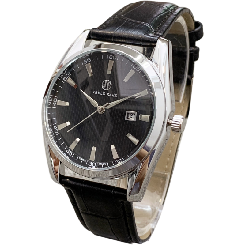 时尚简约男士皮带腕表机械表黑色帅气石英表条丁刻度国产腕表