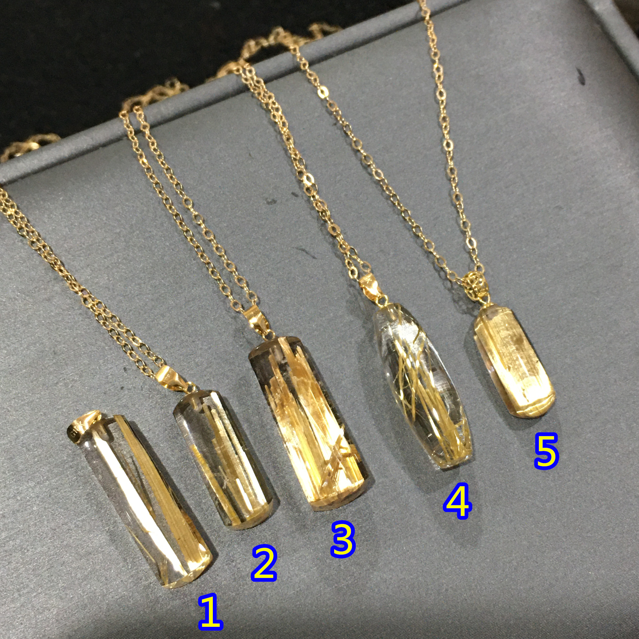 钛晶吊坠锁骨18k一桶金项链项链小金金条招财颈饰