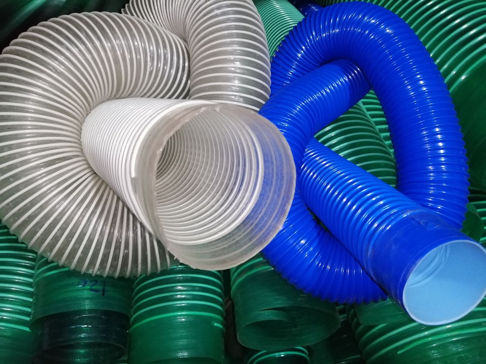 pvc新款塑料 蓝白色橡胶伸缩软管工业通风排阻燃吸尘管风机排风管