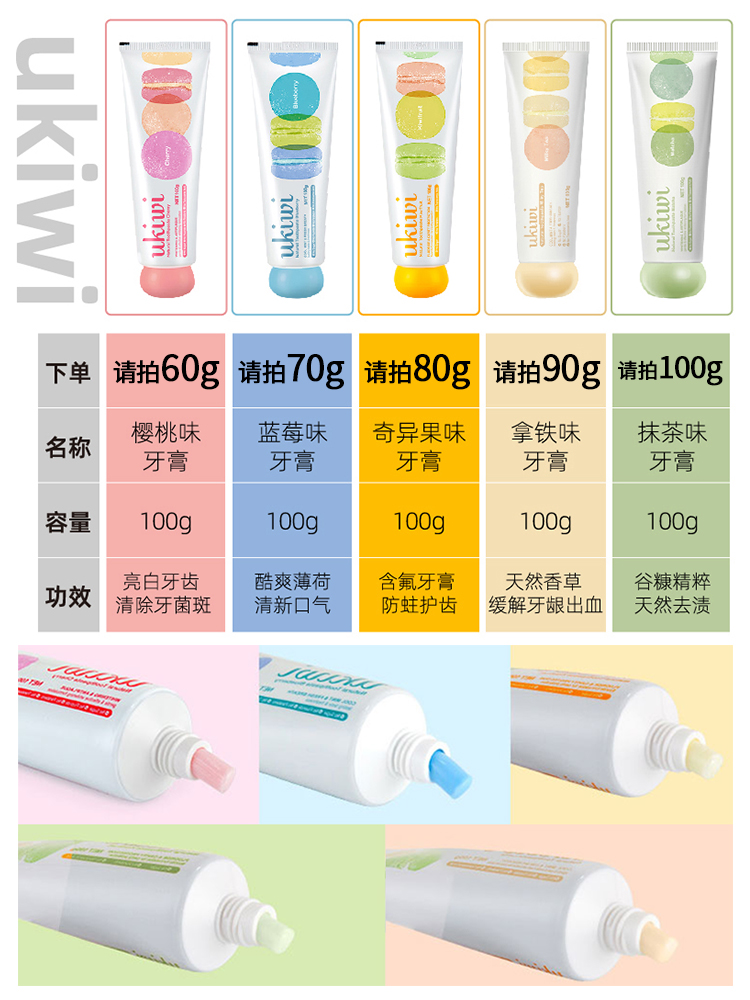 新西兰纽西之谜小精灵ukiwi马卡龙牙膏蜂胶亮白去黄去渍口气清新