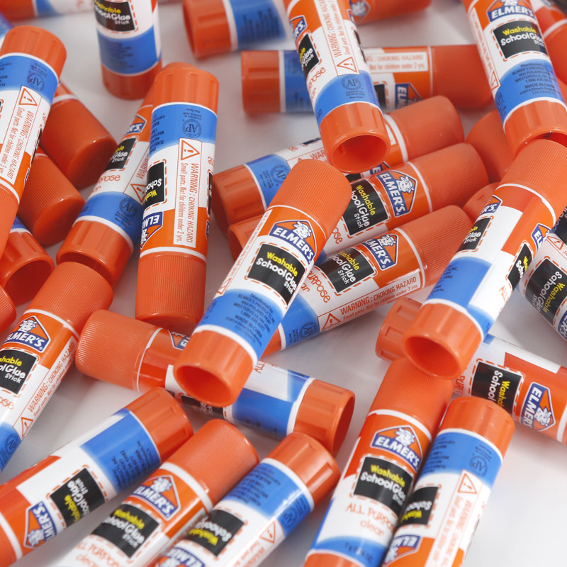 美国elmer牛头固体胶棒紫色变色透明学生办公胶棒