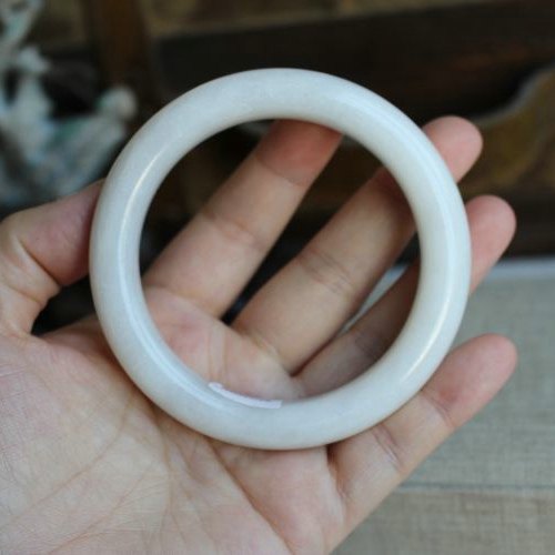 天然玉石保真和田玉白玉瓷白料手工雕刻圆条手镯