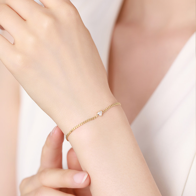 钻石佐卡伊18k金钻石手链浪漫心形手饰七夕新品手饰