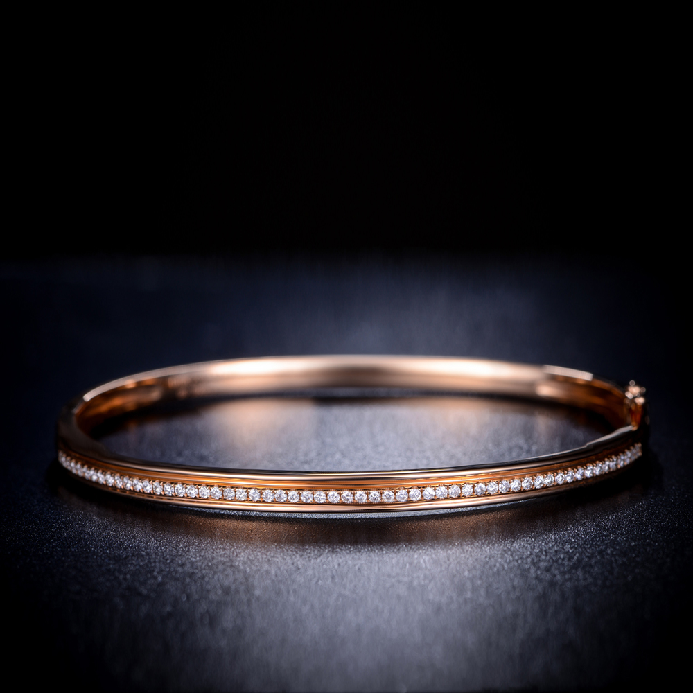 佐卡伊正品结婚镶钻彩金满天星满钻时尚玫瑰手镯手饰