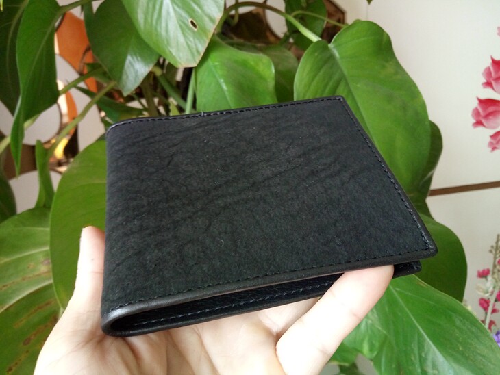 高档皮具短款鲨鱼皮钱包经典黑色溥款皮夹泰国钱包